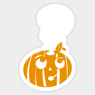 Cute Ghost Emerging From Shocked Jack-O-Lantern - Children's Halloween Illustration Sticker